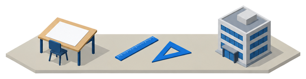 図面と製図道具のイラスト
