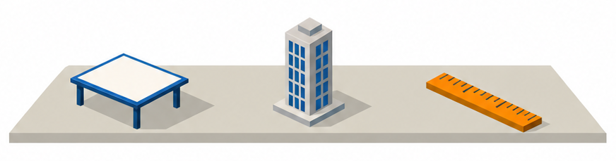 都市計画の地図と建物模型のイラスト