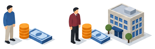 虚偽通報の罪には両罰規定が及ばず命令違反の罪には法人にも罰金が及ぶ違いを示した図