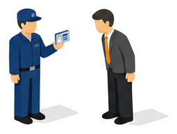 消防職員が証票を提示する様子のイラスト