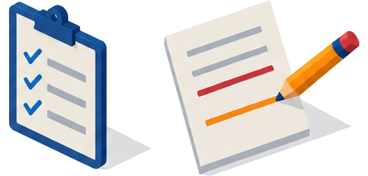 消防計画の避難勧告という文言をチェックし警戒レベルの表記に書き換える様子のイラスト